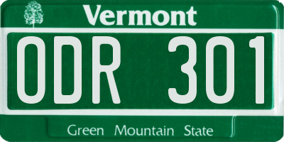 VT license plate ODR301