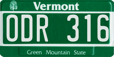 VT license plate ODR316