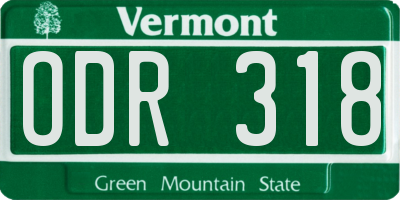 VT license plate ODR318