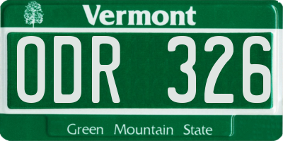 VT license plate ODR326