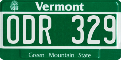 VT license plate ODR329