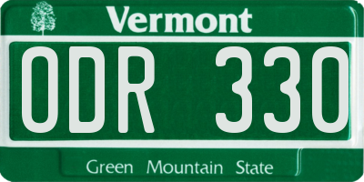 VT license plate ODR330