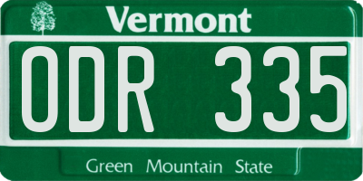 VT license plate ODR335