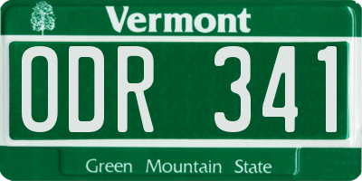 VT license plate ODR341