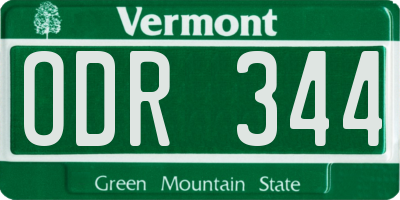 VT license plate ODR344
