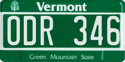 VT license plate ODR346