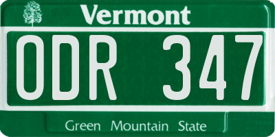 VT license plate ODR347