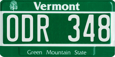 VT license plate ODR348