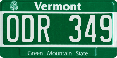 VT license plate ODR349