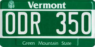 VT license plate ODR350