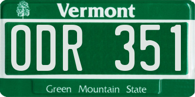 VT license plate ODR351
