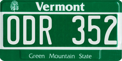 VT license plate ODR352