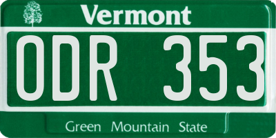 VT license plate ODR353