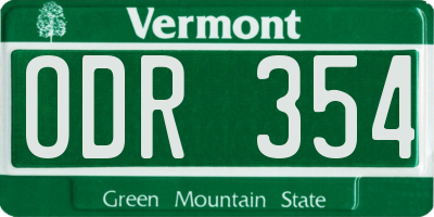 VT license plate ODR354