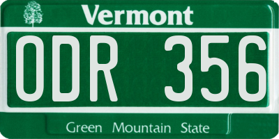 VT license plate ODR356