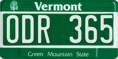 VT license plate ODR365