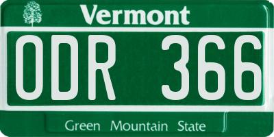 VT license plate ODR366