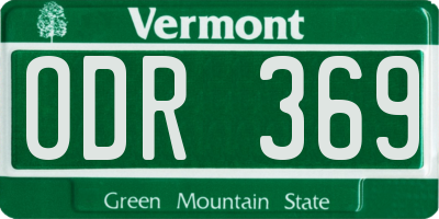 VT license plate ODR369
