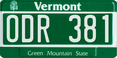 VT license plate ODR381