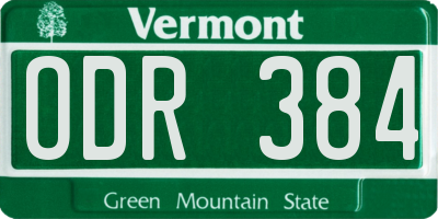 VT license plate ODR384