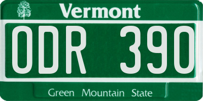 VT license plate ODR390