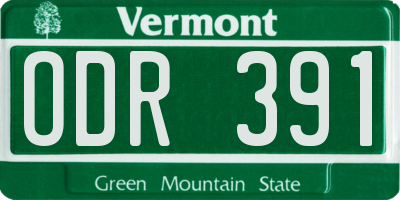 VT license plate ODR391