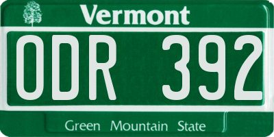 VT license plate ODR392