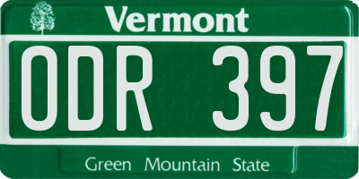 VT license plate ODR397