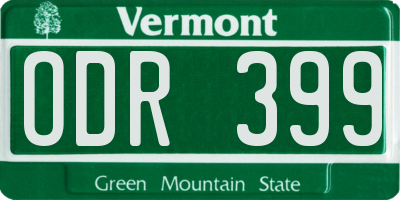 VT license plate ODR399