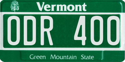 VT license plate ODR400