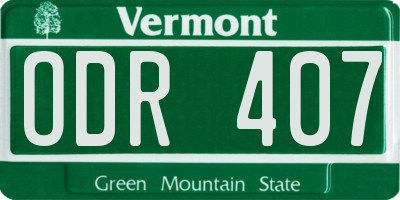 VT license plate ODR407