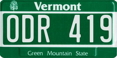 VT license plate ODR419