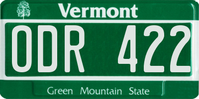 VT license plate ODR422