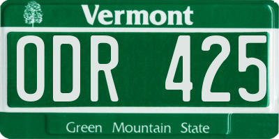 VT license plate ODR425