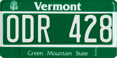 VT license plate ODR428