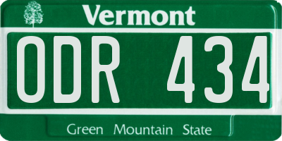 VT license plate ODR434