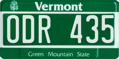 VT license plate ODR435