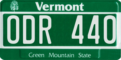 VT license plate ODR440