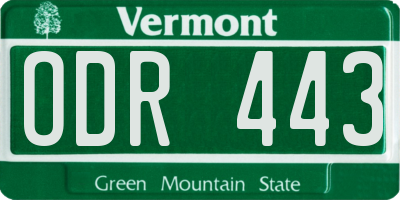 VT license plate ODR443