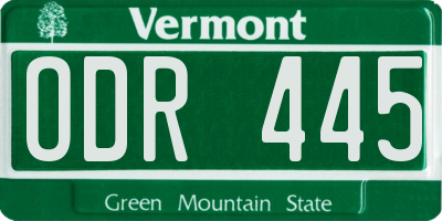 VT license plate ODR445