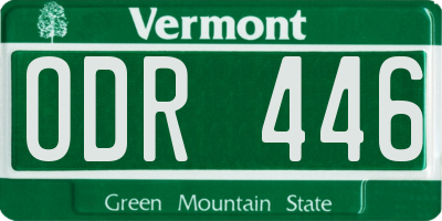 VT license plate ODR446