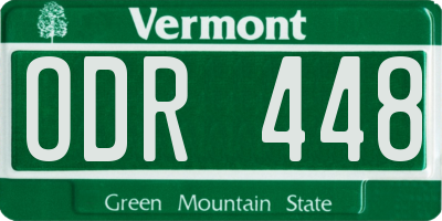 VT license plate ODR448