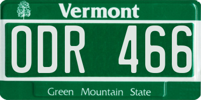 VT license plate ODR466