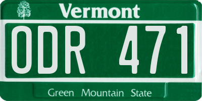 VT license plate ODR471