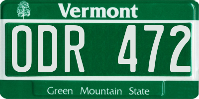 VT license plate ODR472