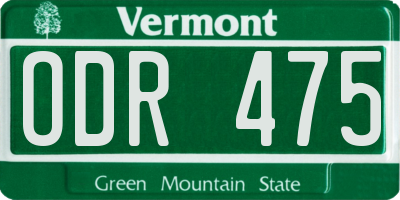 VT license plate ODR475