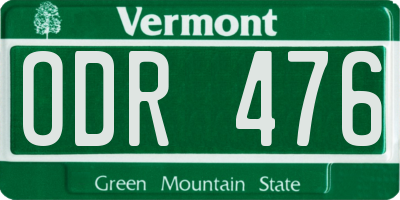 VT license plate ODR476