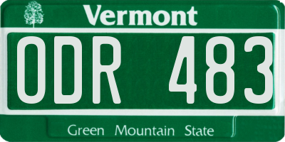 VT license plate ODR483