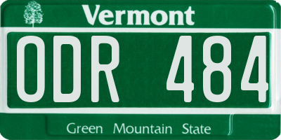 VT license plate ODR484