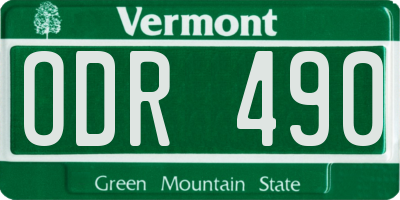 VT license plate ODR490